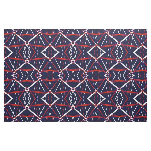 Urban Geometry Blue White Red Fabric (Fat Quarter)