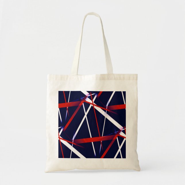 Urban Geometry Blue White Red Tote Bag (Front)