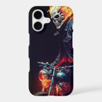 Urban Ghost Rider with Flaming Motorcycle Art