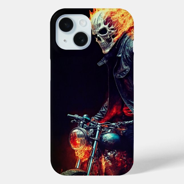 Urban Ghost Rider with Flaming Motorcycle Art Case-Mate iPhone Case (Back)