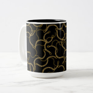 Urban Glam Gold Chains Pattern  Two-Tone Coffee Mug