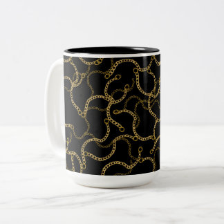Urban Glam Gold Chains Pattern  Two-Tone Coffee Mug