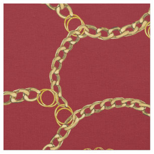 Urban Gold Chains Streetstyle Pattern On Red Fabric