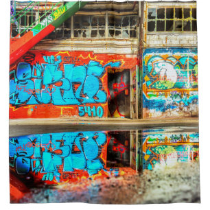 Urban Graffiti Art Lost  Abandoned Building Shower Curtain