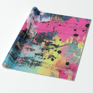 Urban Graffiti Collage with Bold Colors Paint (3) Wrapping Paper