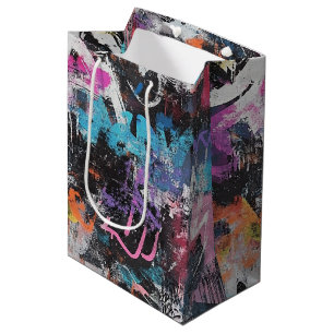 Urban Graffiti Collage with Bold Colors Paint (8) Medium Gift Bag