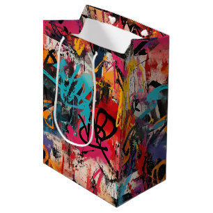 Urban Graffiti Collage with Bold Colours Paint Medium Gift Bag