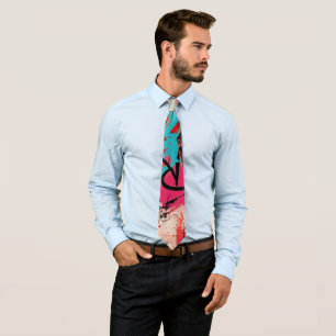 Urban Graffiti Collage with Bold Colours Paint Tie