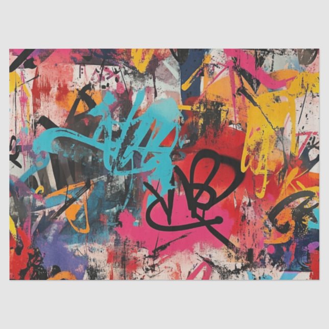 Urban Graffiti Collage with Bold Colours  Paint Tissue Paper (Front)
