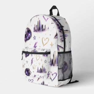 Urban Graffiti Cosmic Doodle Printed Backpack
