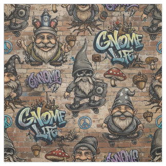 Urban Graffiti Gnomes Pattern Fabric