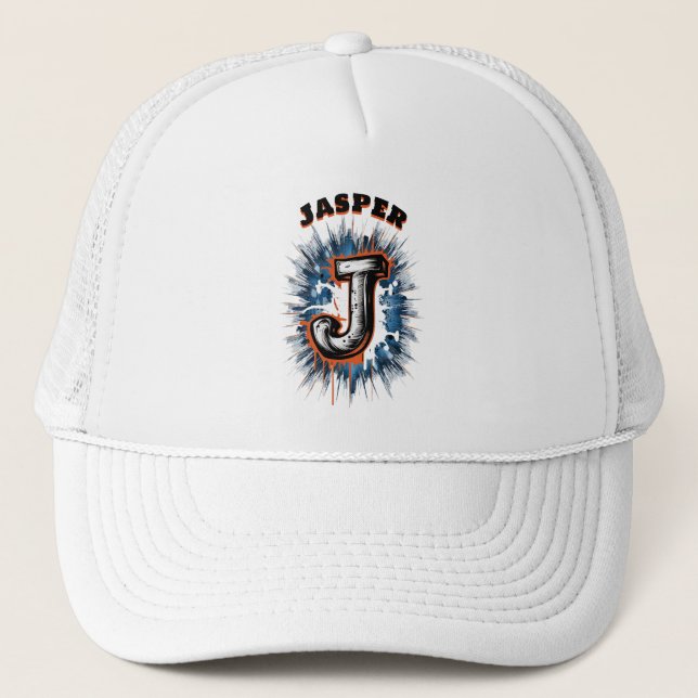 Urban Graffiti Monogram "J" Customisable Trucker Hat (Front)