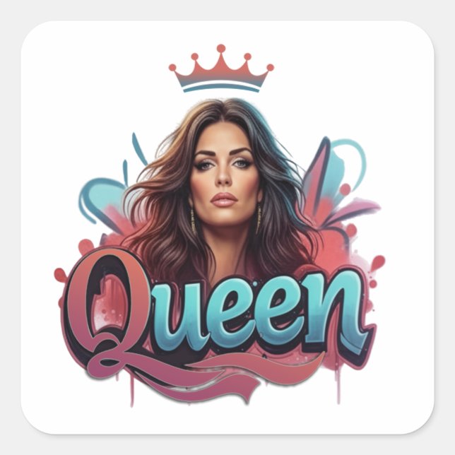 Urban Graffiti Queen Square Sticker (Front)