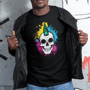 Urban Graffiti Skull with Mohawk T-Shirt