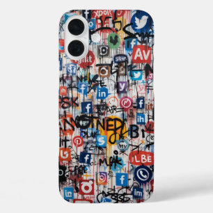 Urban Graffiti Social Media Collage iPhone 16 Plus Case