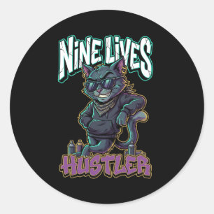 Urban Graffiti Street Cat Nine Lives Hustler Classic Round Sticker