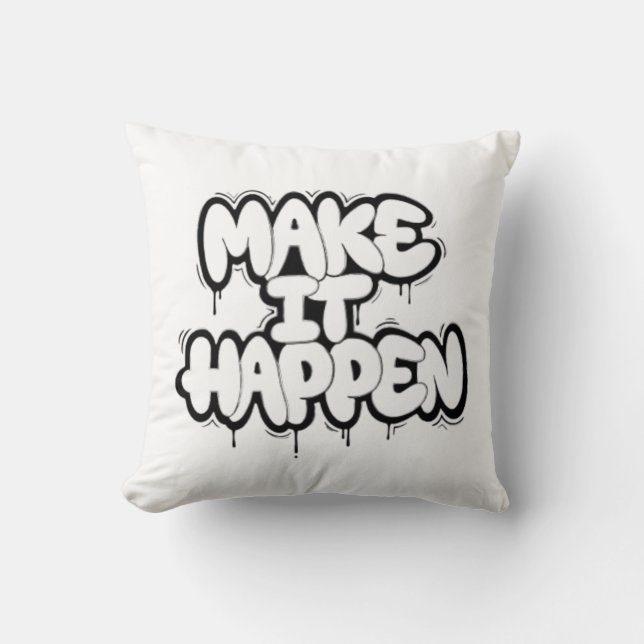 Urban Graffiti Text Art Throw Pillow (Front)