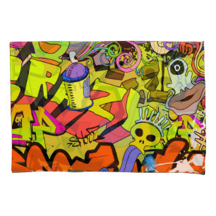 Urban Graffiti: Vintage Art Wall Pillowcase