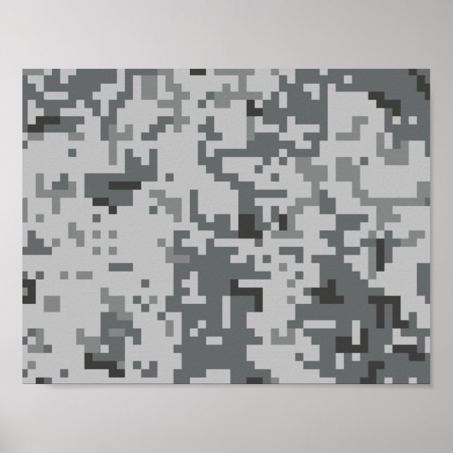 Urban Gray Pixel Camo pattern Poster (Front)