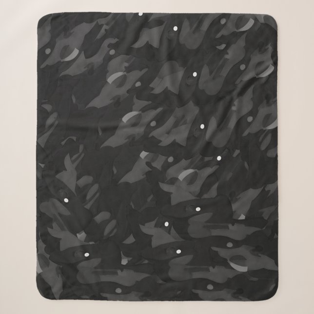 Urban Grey Camouflage Pattern Sherpa Blanket (Front)