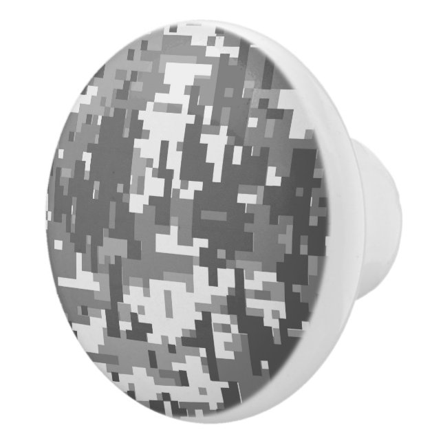 Urban Grey Digital Camo Camouflage Customisable Ceramic Knob (Right)