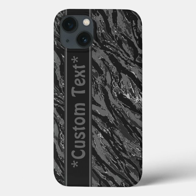 Urban Grey Striped Camo w/ Custom Text Case-Mate iPhone Case (Back)