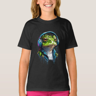 Urban Groove: Colourful Frog with Headphones T-Shirt