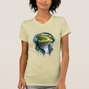 Urban Groove: Colourful Frog with Headphones T-Shirt