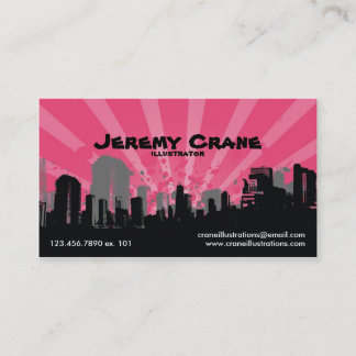 Urban Grunge Cityscape - Pink Business Card