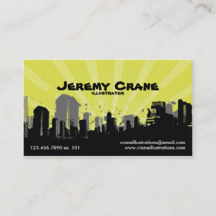 Urban Grunge Cityscape - Yellow Business Card