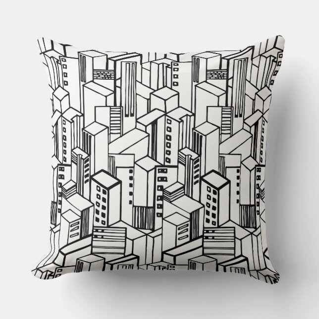 Urban hand drawn pattern cushion (Front)