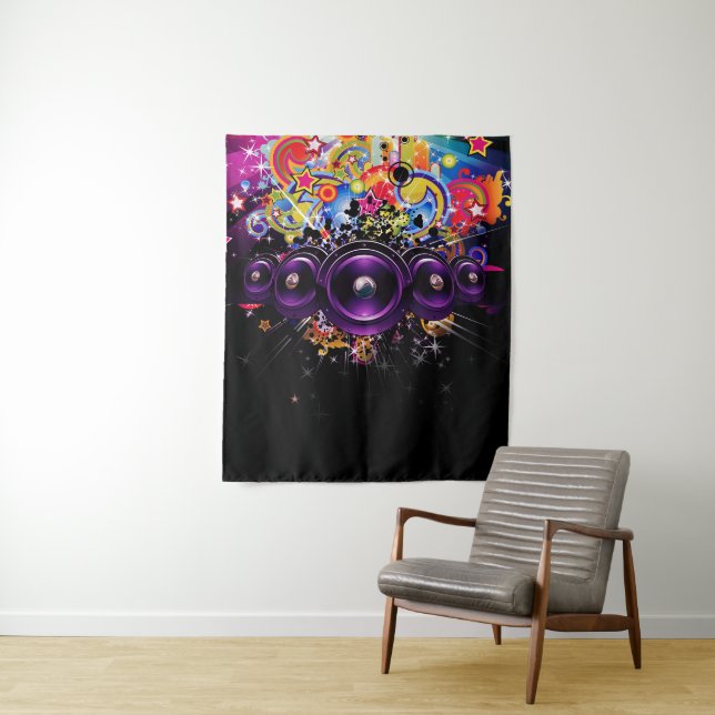 Urban Hip Hop Club Music DJ Speakers Backdrop Tapestry (In Situ)