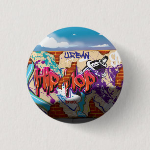 Urban Hip Hop Graffiti Wall. 3 Cm Round Badge