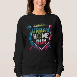 Urban Home Run Baseball T-Shirt Design, Colorful S Sweatshirt