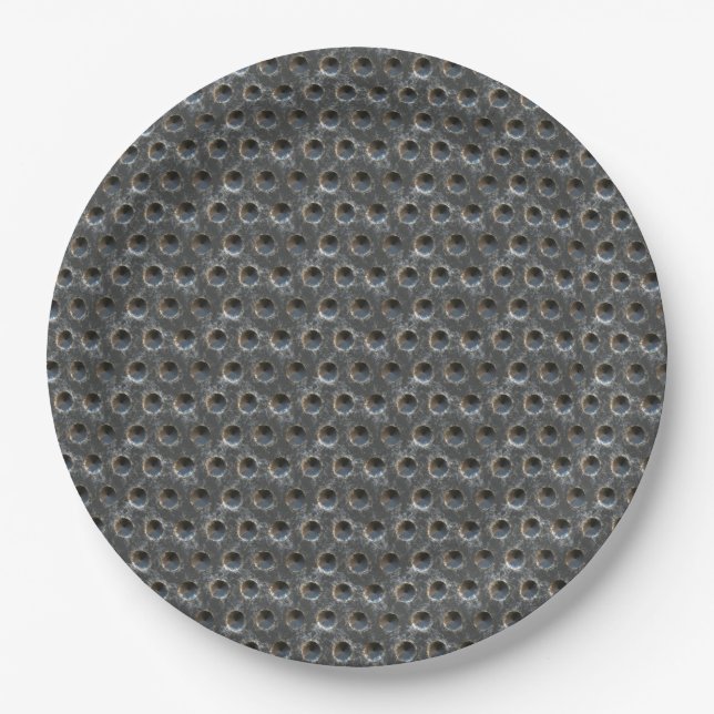 Urban Industrial Metallic Texture Print Paper Plate (Front)