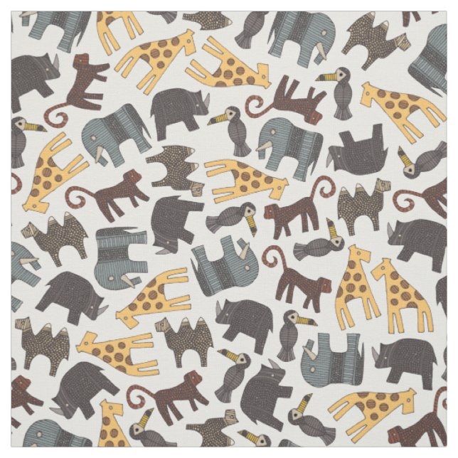 urban jungle animals white ditsy fabric (Swatch)