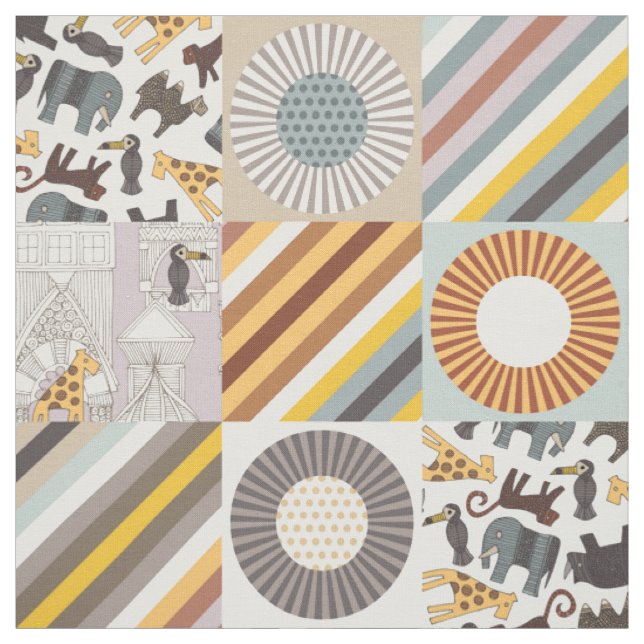 urban jungle cheater quilt squares fabric (Swatch)