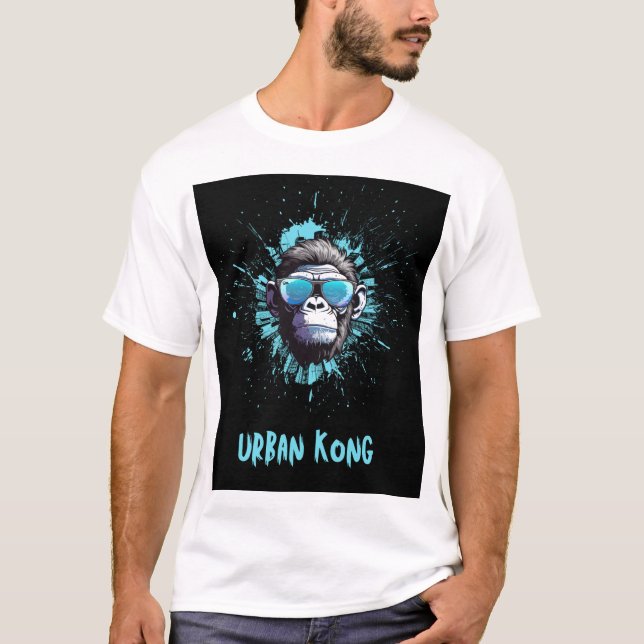 Urban Kong Gorilla Design – Blue & Black Streetwea T-Shirt (Front)