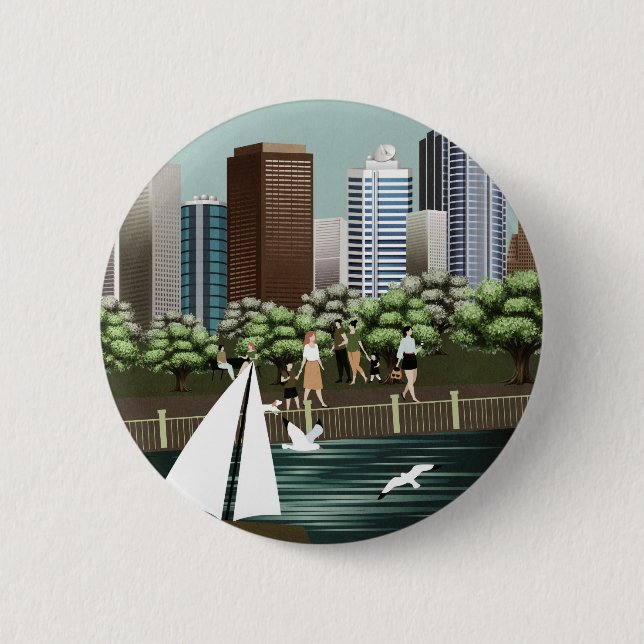 Urban landscape 6 cm round badge (Front)