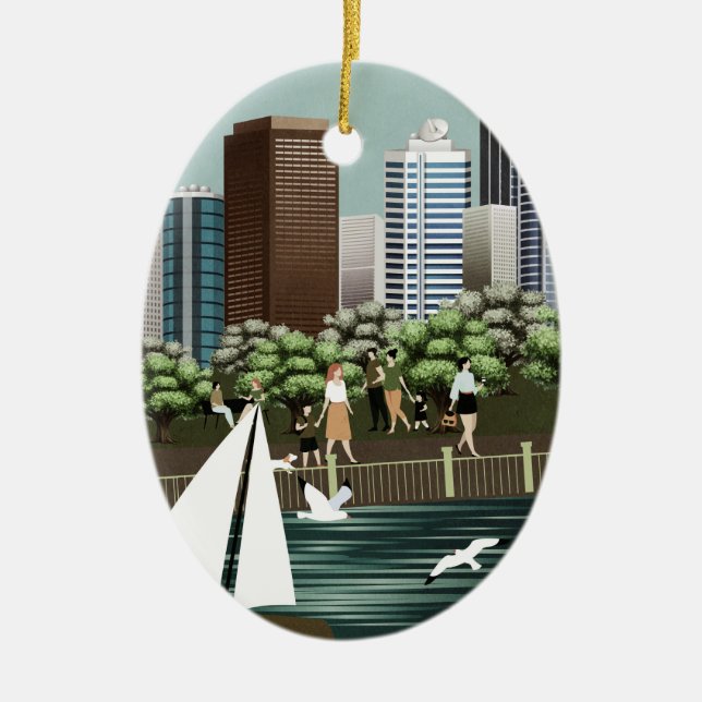 Urban landscape ceramic tree decoration (Front)