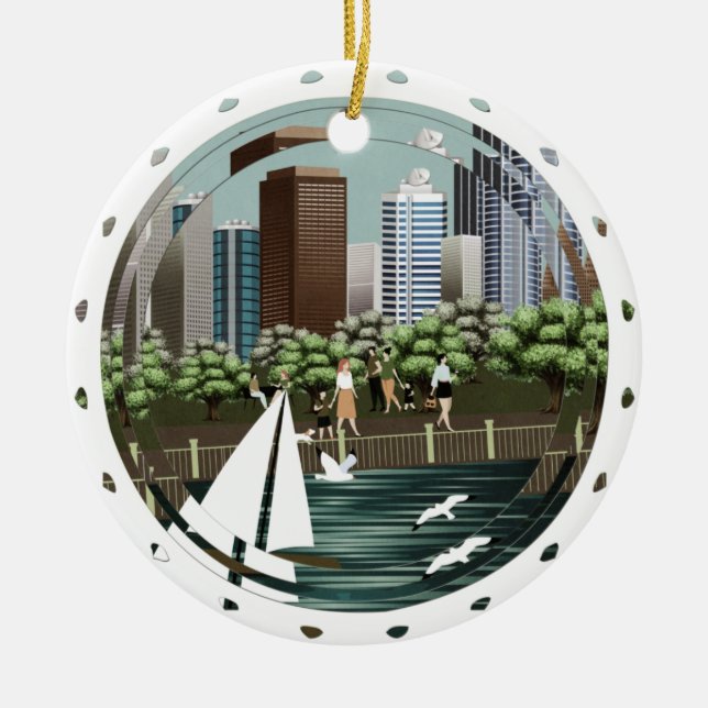 Urban landscape ceramic tree decoration (Front)