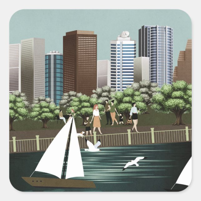 Urban landscape square sticker (Front)