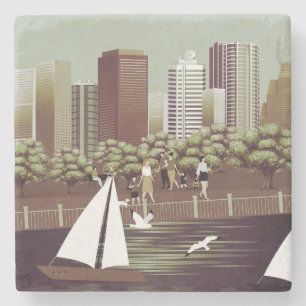 Urban landscape stone coaster
