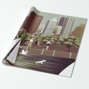 Urban landscape wrapping paper