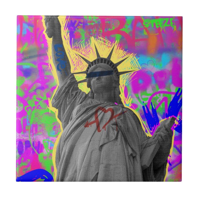 Urban Liberty Modern Artistic Collage Tile (Front)