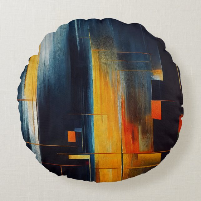 Urban Lights Abstract Geometry Round Cushion (Front)