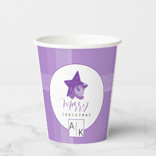 Urban Lilac Violet Tartan Monogram Paper Cups