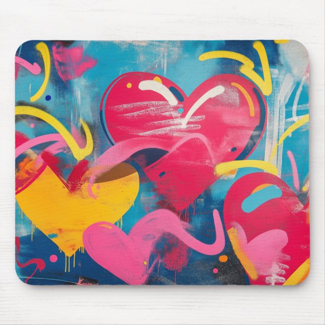 Urban Love: Graffiti Hearts Mouse Pad (Front)