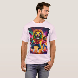 Urban Majesty: Geometric Lion Graffiti T-Shirt Des