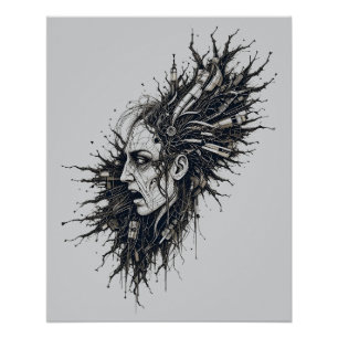 Urban Mind Explosion Abstract Surreal Portrait Cit Poster